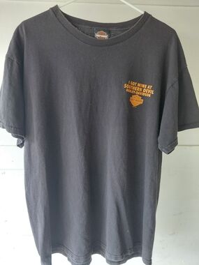 Harley-Davidson Black Short Sleeve Tee with Orange Chest Graphic